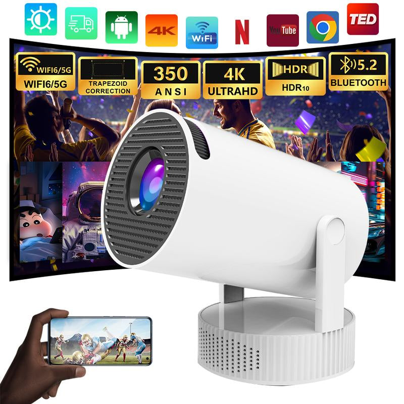 Portable Projector with Wifi and Bluetooth, Speaker and Auto Keystone Correction Video Projector, 350ANSI Outdoor Movie Projector, 50% Zoom, MAX200 Inch Display (White) Voplls