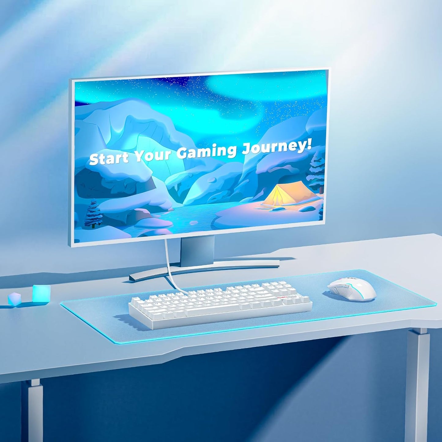 K552P Mechanical Gaming Keyboard TKL with 18 Backlight Modes, Hot-Swappable Red Switches, 87-Key Compact Ergonomic Design, N-Key Rollover & Software Programmable Macro - RGB, White