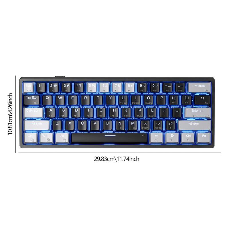 AULA F3361 Wired Keyboard, 61-Key Layout, Plug and Play, Cool Lighting Effect, Real Mechanical Shaft, Compatible with Desktop Computers and Notebook Devices, Suitable for Daily Office or Playing E-Sports Games, Durable Keyboard