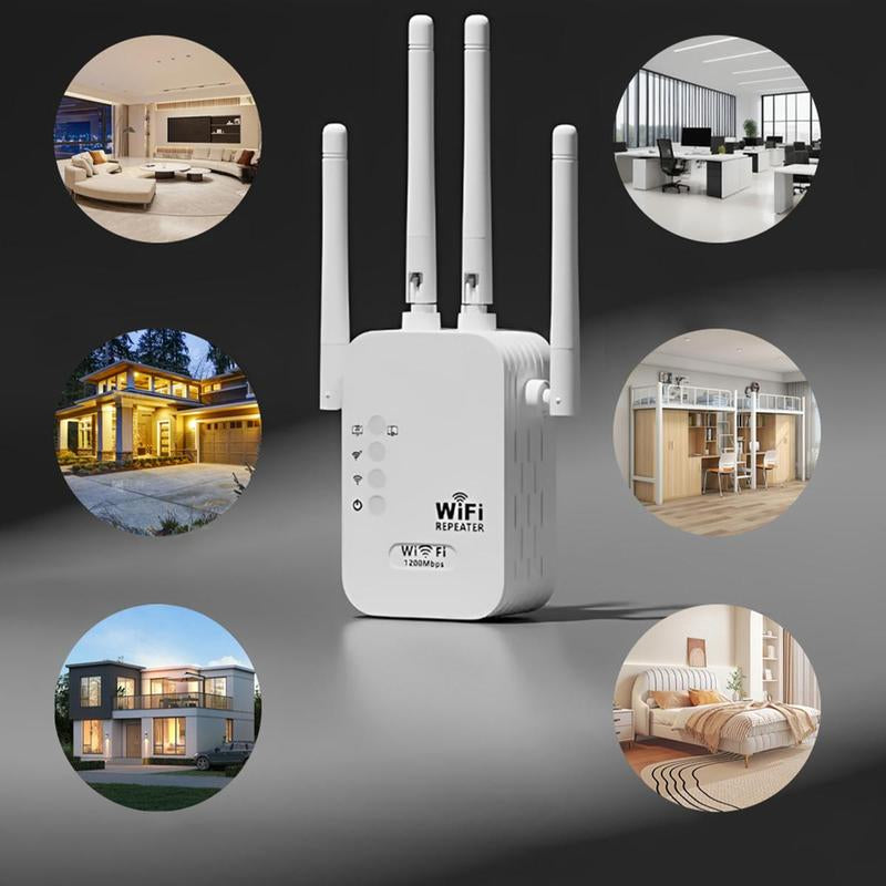 Wifi Extender 2025, 1200Mbps Dual Band (5Ghz/2.4Ghz) Wifi Booster, Covers 10,000 Sq. Ft & 50 Devices, Repeater/Ap/Router with Ethernet Port, Ideal for Home & Office Gaming Wifi