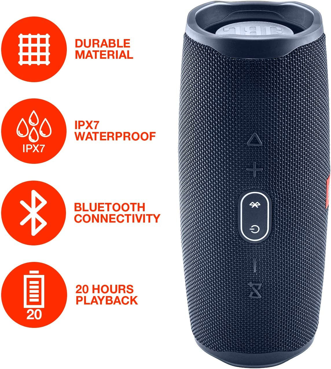 Boomph  Charge 4 Portable Waterproof Wireless Bluetooth Speaker Bundle Portable Hard Carrying Protective Case - Blue