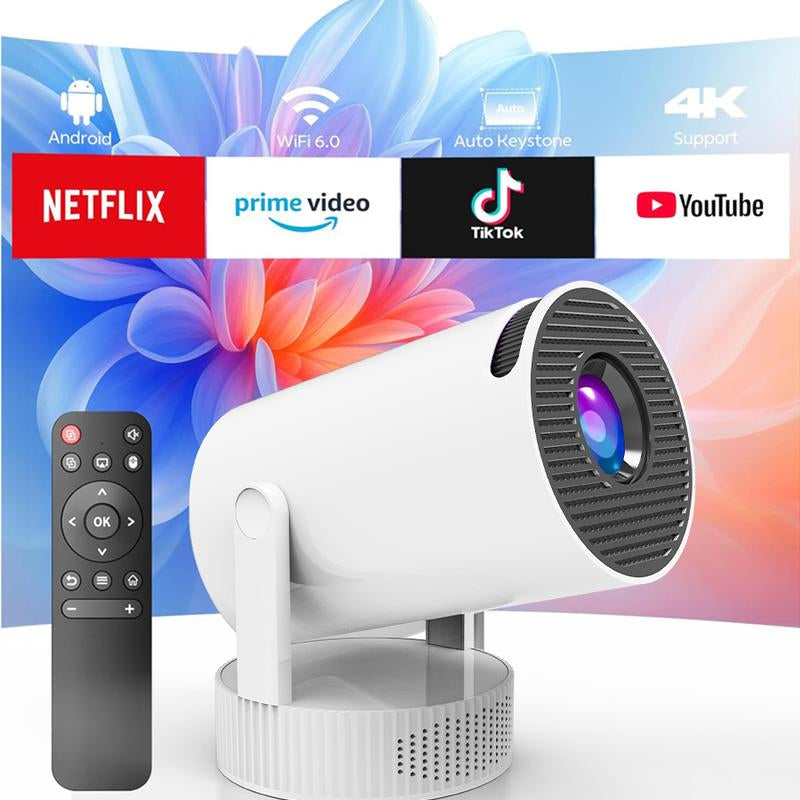 Portable Projector with Wifi and Bluetooth, Speaker and Auto Keystone Correction Video Projector, 350ANSI Outdoor Movie Projector, 50% Zoom, MAX200 Inch Display (White) Voplls