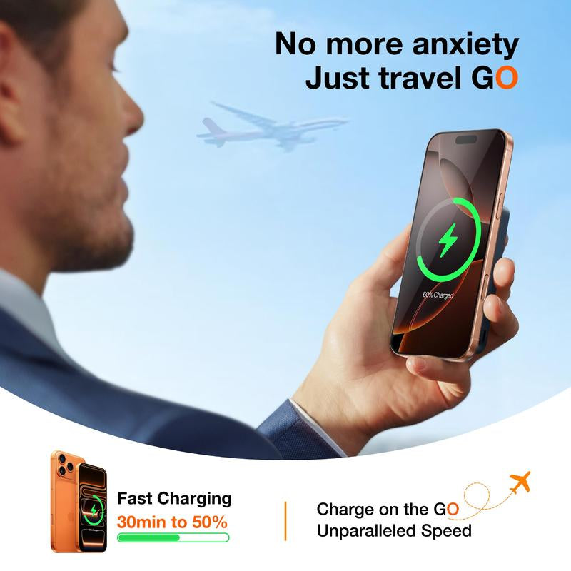 TORRAS Easygo Magnetic Power Bank 5000Mah & 10000Mah | Slim Magsafe Wireless Portable Charger with Foldable Stand, 22.5W Fast Charging Battery Pack for Iphone 17, 16, 15, 14, 13, 12 | Compact Travel Essential Backup Power Bank for Iphone Pro, Pro Max, Air