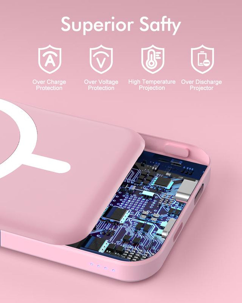 Podoru 5000Mah for Magsafe Ultra-Thin Battery Pack, Wireless Charger Portable Magnetic Power Bank with USB-C Cable for Iphone 17/16/15/14/13/12 Series