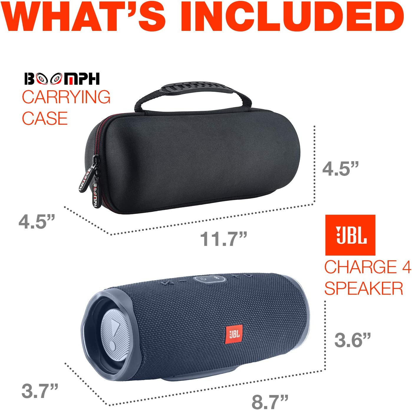 Boomph  Charge 4 Portable Waterproof Wireless Bluetooth Speaker Bundle Portable Hard Carrying Protective Case - Blue