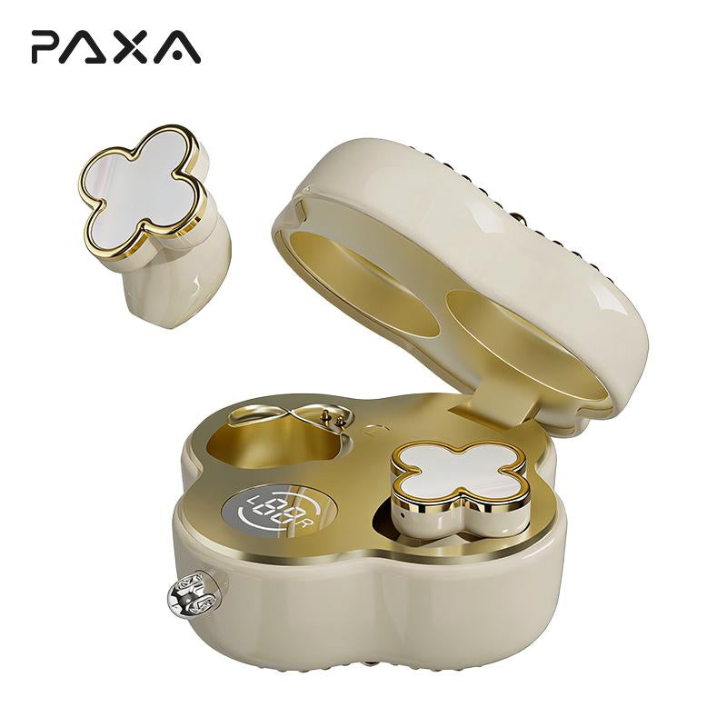 PAXA YX66 Four-Leaf Clover Wireless Earbuds with Bluetooth 5.4, Enhanced Connectivity, ENC Call Noise Cancellation, Superior Stereo Sound, Elegant Jewelry-Style Design for Women, Premium Charging Case, Perfect Gift for Women