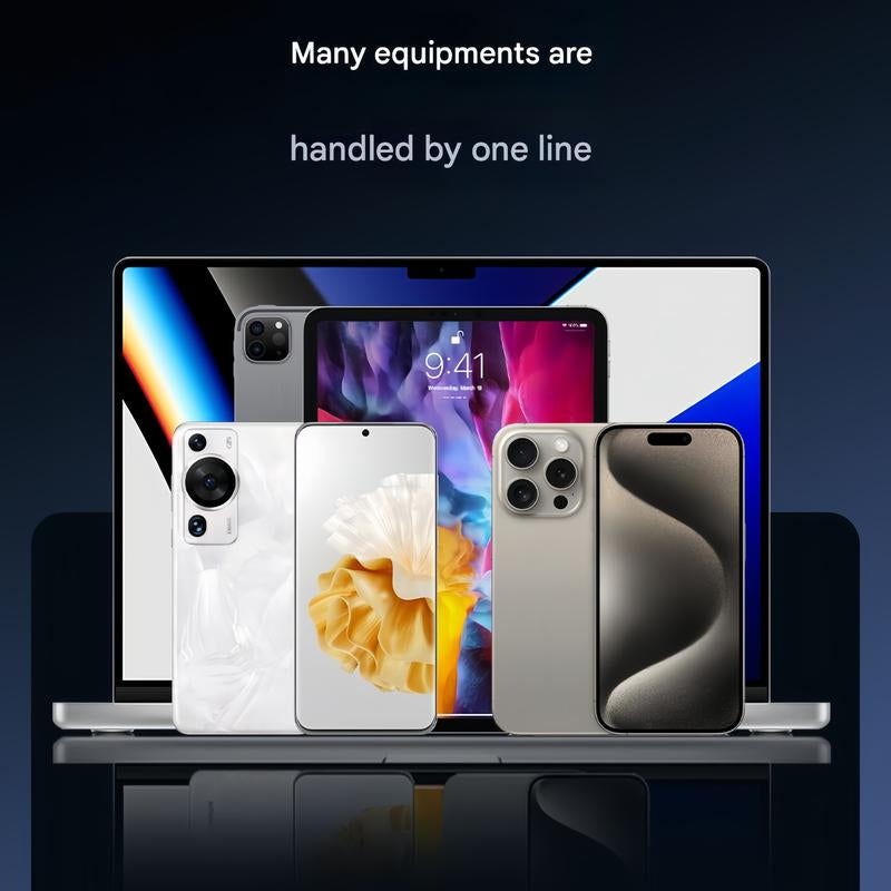 Basemo 240W Super Fast Charging 2-in-1 Invisible Charger Cable and Phone Stand for Gaming, Office, and Travel - Compatible with iPhone, Samsung, and Type-C Devices - Black