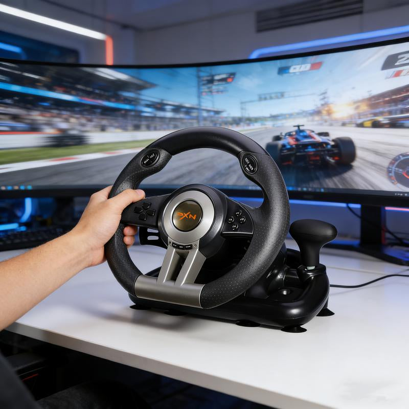 Post-Christmas Gaming Essential! PXN V3 Pro Racing Wheel with Pedals /& Shifter for PC /Xbox /Series X/S PS4 /Switch/ F1 Simulation Driving Experience/Plug & Paly Console Game Controller