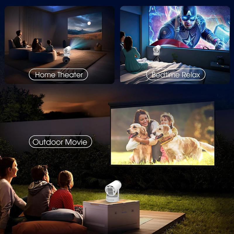 Portable Projector with Wifi and Bluetooth, Speaker and Auto Keystone Correction Video Projector, 350ANSI Outdoor Movie Projector, 50% Zoom, MAX200 Inch Display (White) Voplls