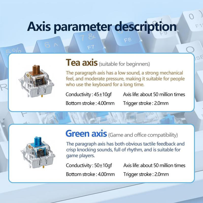 AULA F3361 Wired Keyboard, 61-Key Layout, Plug and Play, Cool Lighting Effect, Real Mechanical Shaft, Compatible with Desktop Computers and Notebook Devices, Suitable for Daily Office or Playing E-Sports Games, Durable Keyboard