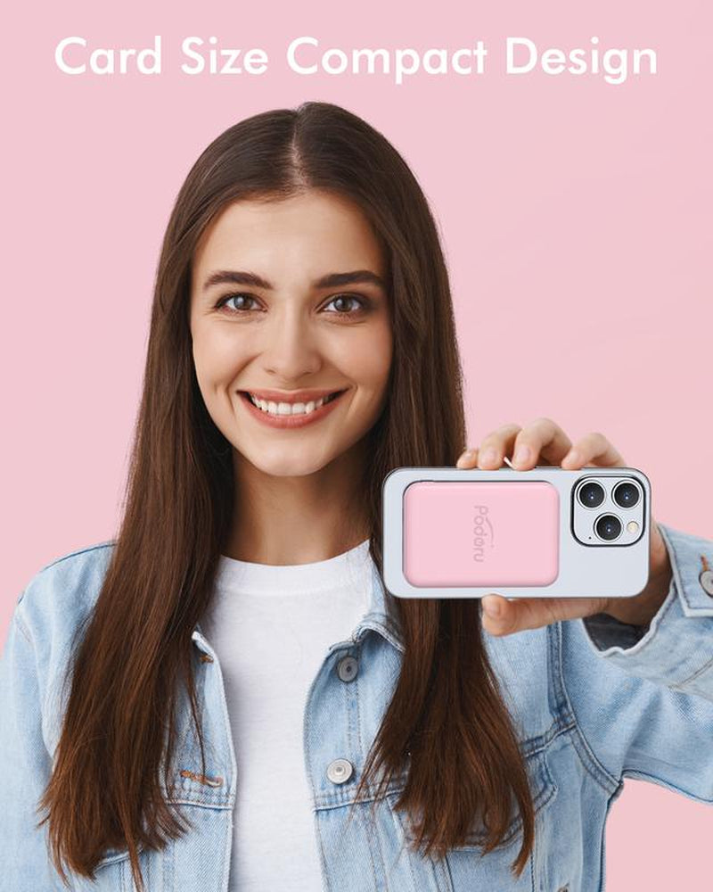 Podoru 5000Mah for Magsafe Ultra-Thin Battery Pack, Wireless Charger Portable Magnetic Power Bank with USB-C Cable for Iphone 17/16/15/14/13/12 Series