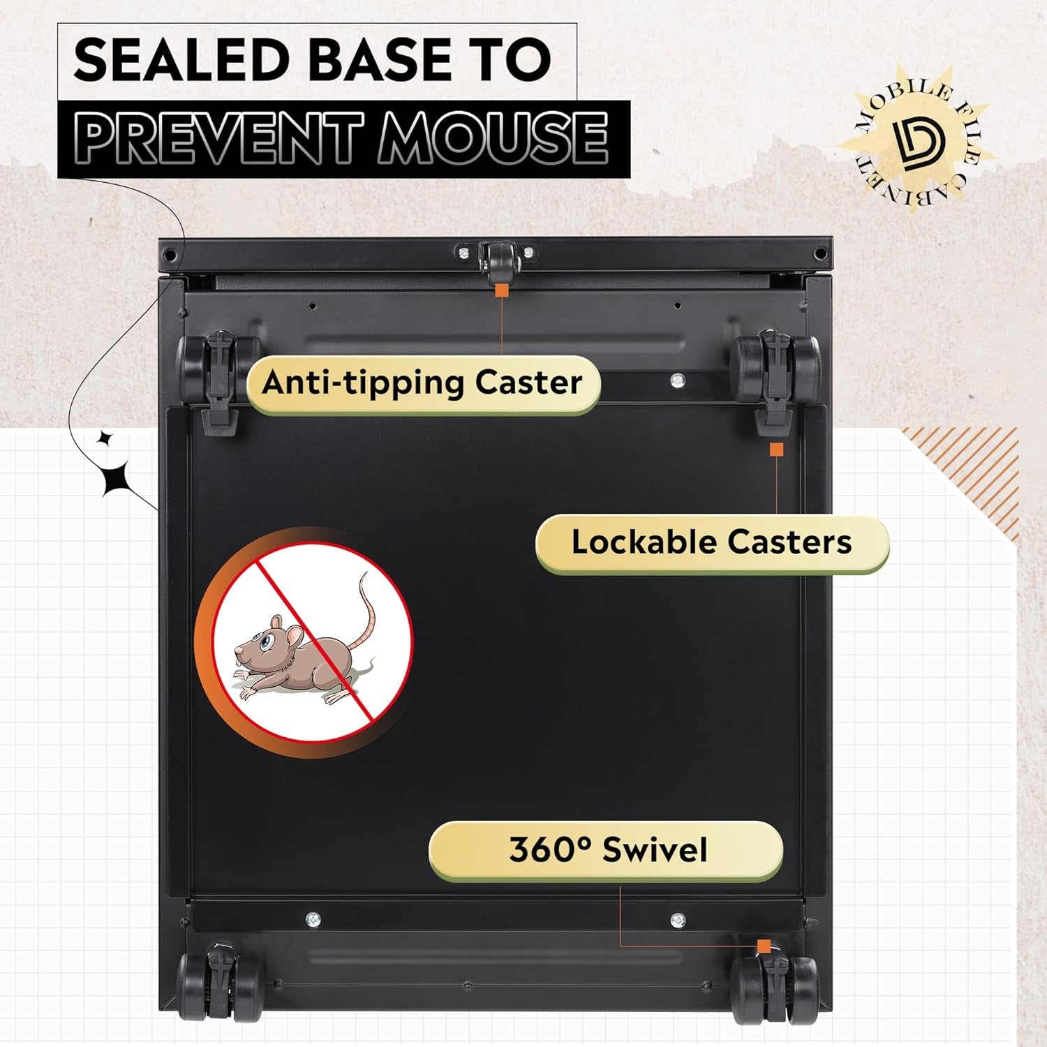 2 Drawer Metal File Cabinet, Fully Assembled, under Desk, Black, Lock, Fits Letter/Legal/A4 Size Files