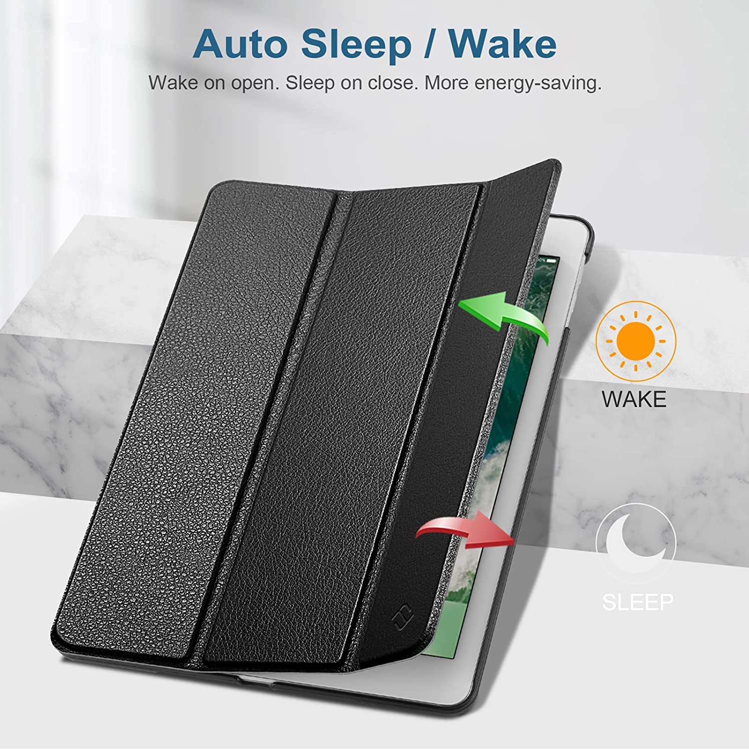 Slimshell Case for Ipad 6Th / 5Th Generation (2018 2017 Model, 9.7 Inch), Ipad Air 2 / Air 1 (9.7 Inch) - Lightweight Stand Smart Protective Cover with Auto Sleep/Wake, Black