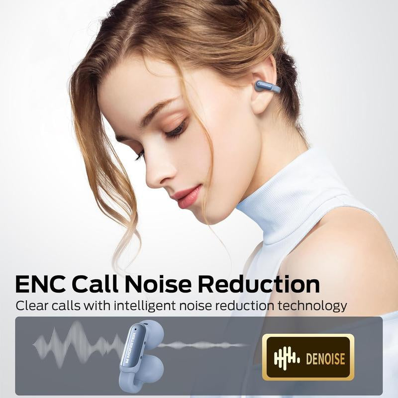 Monster Open AC601 Earbuds Wireless, Comfort Clip-On Bluetooth Earphones, Bluetooth 5.4 Earbuds with Environmental Noise Cancellation, IPX5 Waterproof & Touch Control Wireless Headphones