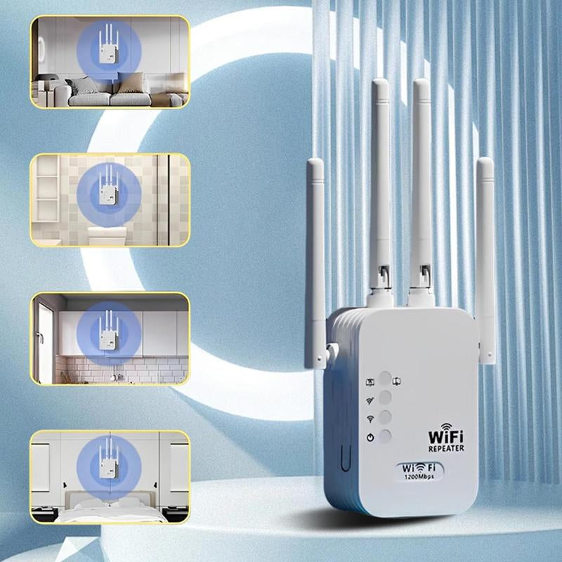 Wifi Extender 2025, 1200Mbps Dual Band (5Ghz/2.4Ghz) Wifi Booster, Covers 10,000 Sq. Ft & 50 Devices, Repeater/Ap/Router with Ethernet Port, Ideal for Home & Office Gaming Wifi