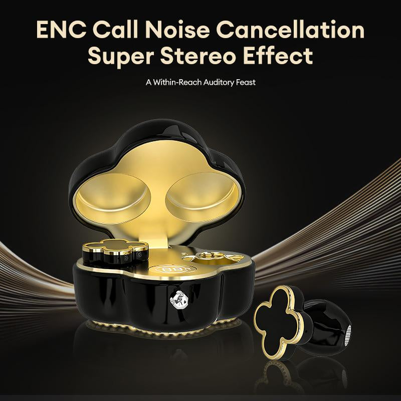 PAXA YX66 Four-Leaf Clover Wireless Earbuds with Bluetooth 5.4, Enhanced Connectivity, ENC Call Noise Cancellation, Superior Stereo Sound, Elegant Jewelry-Style Design for Women, Premium Charging Case, Perfect Gift for Women