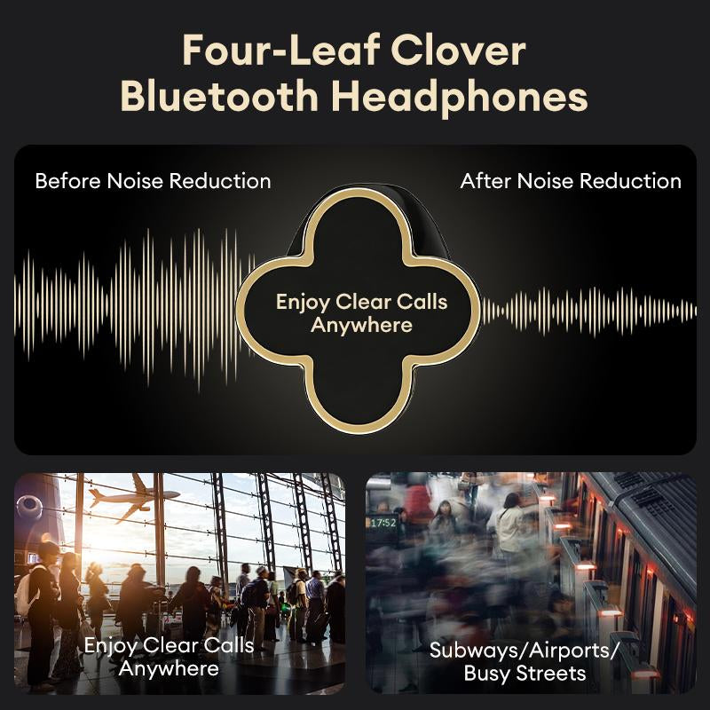 PAXA YX66 Four-Leaf Clover Wireless Earbuds with Bluetooth 5.4, Enhanced Connectivity, ENC Call Noise Cancellation, Superior Stereo Sound, Elegant Jewelry-Style Design for Women, Premium Charging Case, Perfect Gift for Women